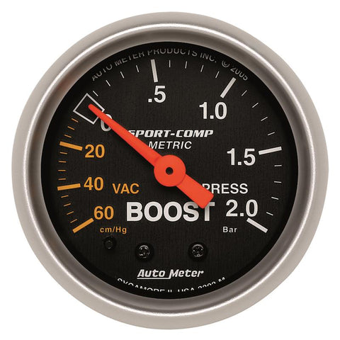 Autometer Sport-Comp 52mm 60cm/HG -2.0 Bar Mechanical Boost Gauge