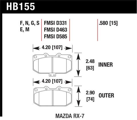 Hawk 93-95 Mazda RX-7 Blue 9012 Front Brake Pads