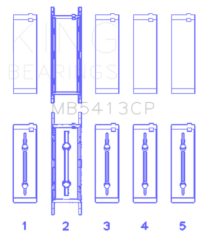 King Engine Bearings Opel LNF/LSJ/L42/61/Z22SE Crankshaft Main Bearing Set (Set of 5)