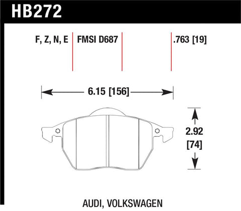 Hawk 00-06 Audi TT/00-06 TT Quattro 1.8L / 99-04 VW Golf GTI 2.8L Blue 9012 Race Front Brake Pads
