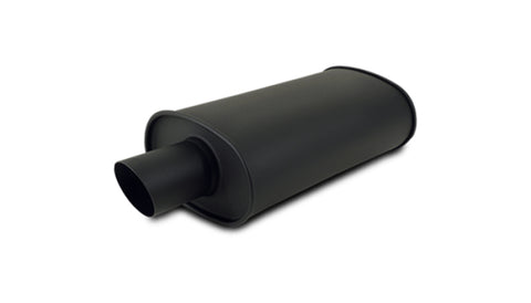 Vibrant StreetPower FLAT BLACK Oval Muffler with Single 4in Outlet - 4in inlet I.D.