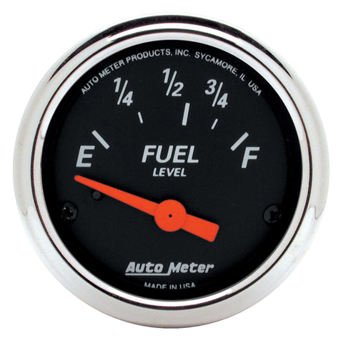 Autometer Designer Black Fuel Level Gauge 2-1/16in Electrical 70 Ohms E / 10 Ohms F - 90 Deg Sweep