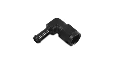 Vibrant -8AN to 3/8in Hose Barb 90 Degree Adapter - Anodized Black