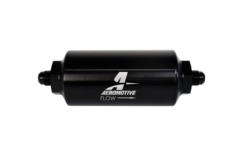 Aeromotive In-Line Filter - (AN-6 Male) 40 Micron Stainless Mesh Element Bright Dip Black Finish