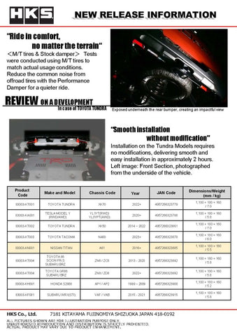 HKS Performance Damper for 2016+ Titan