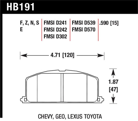 Hawk 87 Toyota Corolla FX16 HP+ Street Front Brake Pads