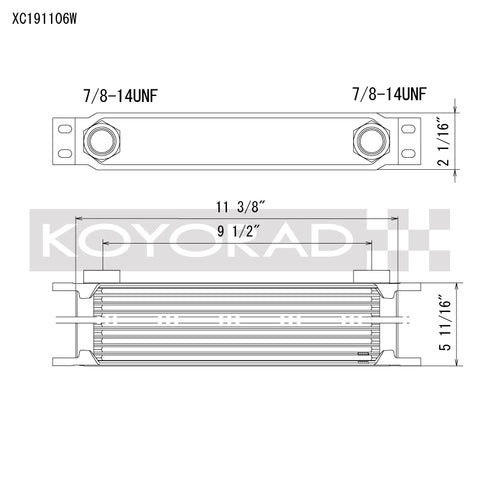 Koyo 19 Row Oil Cooler 11.25in x 5.75in x 2in (AN-10 ORB provisions)
