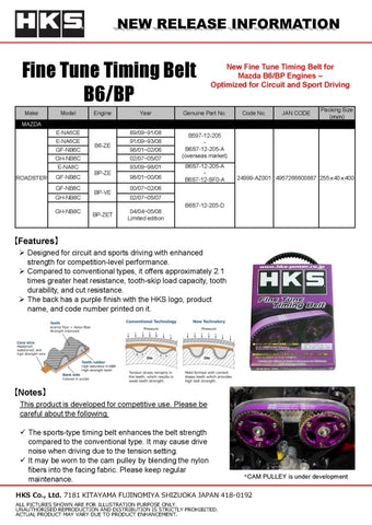 HKS Fine Tune Timing Belt for 90-2005 Mazda MX-5 (B6-ZE)