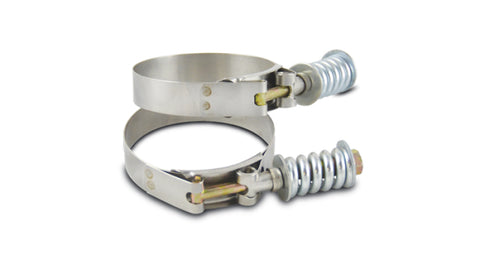Vibrant Stainless Steel Spring Loaded T-Bolt Clamps (Pack of 2) - Clamp Range 4.78in-5.08in