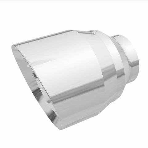 MagnaFlow Tip Stainless Double Wall Round Single Outlet Polished 4.5in DIA 2.5in Inlet 5.75in Length