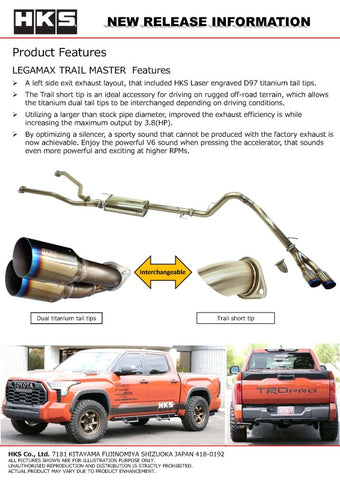 HKS LEGAMAX TRAIL MASTER 2022TUNDRA CATBACK