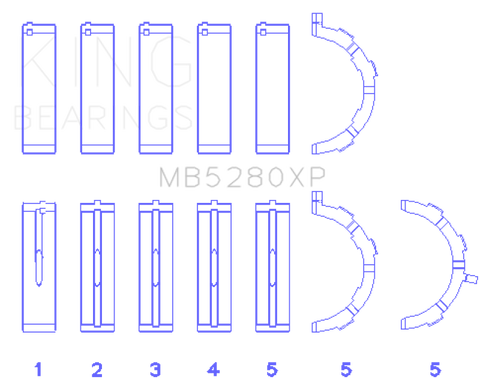 King Engine Bearings Ford Prod. V8 4.6L/5.4L (Size STD) Performance Main Bearing Set - Size STD