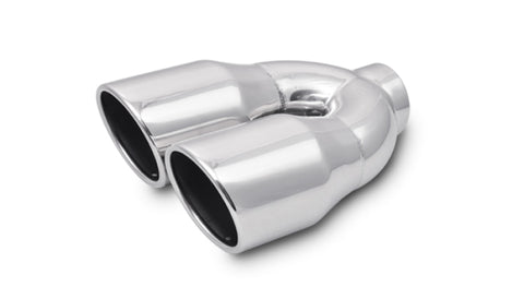 Vibrant 2.5in ID Dual 3.5in OD Round SS Exhaust Tip (Single Wall Angle Cut)