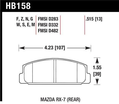 Hawk 03-05 Mazda 6 / 84-95 Mazda RX-7 DTC-60 Race Rear Brake Pads