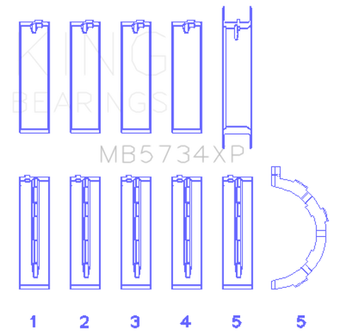 King Engine Bearings Ford Mustang 302 Coyote (Size STDX) Performance Main Bearing Set