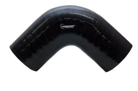 Vibrant 4 Ply Reinforced Silicone Elbow Connector - 5in ID x 4in Leg 90 Deg Elbow (BLACK)