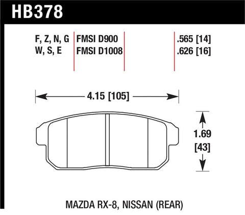 Hawk Mazda RX-8 / Nissan Track DTC-30 Race Rear Brake Pads