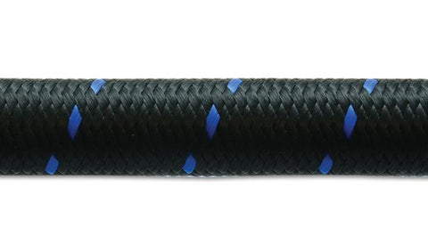 Vibrant -12 AN Two-Tone Black/Blue Nylon Braided Flex Hose (20 foot roll)
