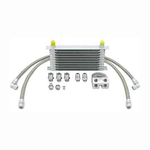 Mishimoto Universal Thermostatic 10 Row Oil Cooler Kit - Silver