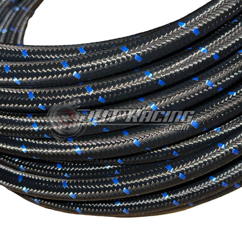 JDT Racing 12AN AN12 PTFE Black/Blue Nylon Braided Stainless Steel Fuel Hose 5ft Length