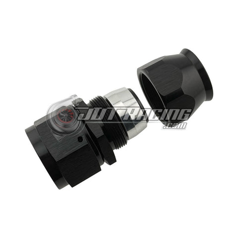 JDT Racing AN16 16AN PTFE Teflon Straight Swivel Hose End w/ Ferrule Black Aluminum (Qty 3)