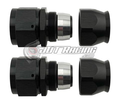 JDT Racing AN16 16AN PTFE Teflon Straight Swivel Hose End w/ Ferrule Black Aluminum (Qty 3)