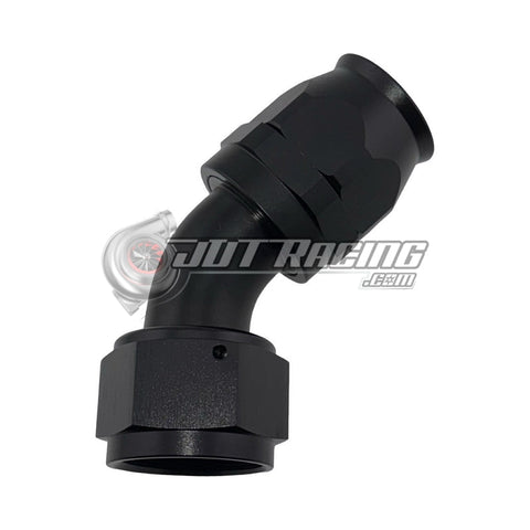 JDT Racing AN16 16AN PTFE 45° Degree Swivel Hose End w/ Ferrule Black CNC Aluminum (Qty 2)