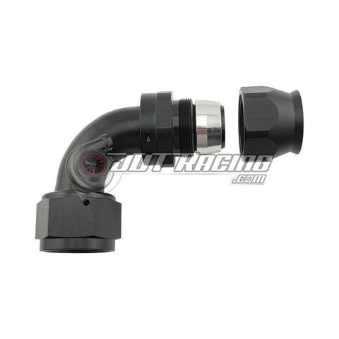 JDT Racing AN16 16AN PTFE 90° Degree Swivel Hose End w/ Ferrule Black CNC Aluminum (Qty 3)