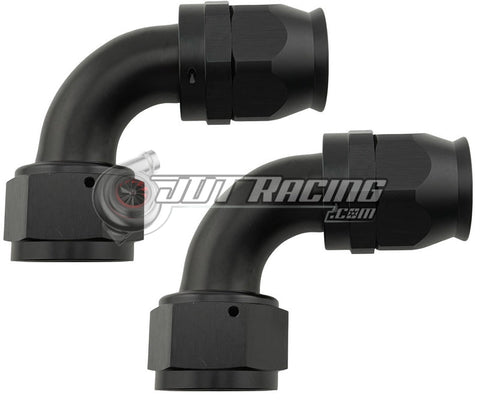 JDT Racing AN16 16AN PTFE 90° Degree Swivel Hose End w/ Ferrule Black CNC Aluminum (Qty 2)