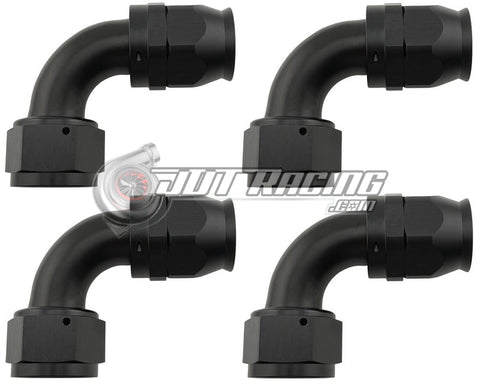 JDT Racing AN16 16AN PTFE 90° Degree Swivel Hose End w/ Ferrule Black CNC Aluminum (Qty 4)