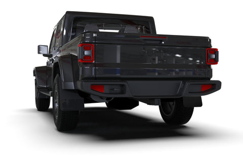 Rally Armor 19-25 Jeep JT Gladiator (Mojave/Rubicon) Black Mud Flap w/Metallic Black Logo