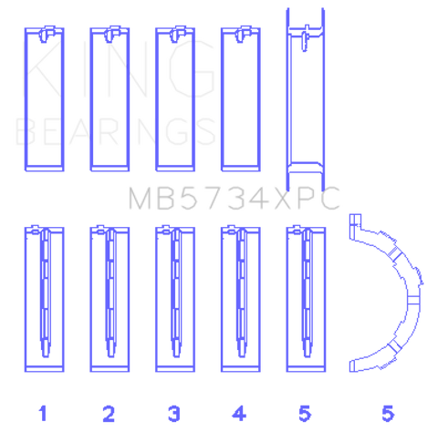 King Engine Bearings Ford 302 CID Coyote (Size STD) Performance Coated Main Bearing Set - Size STD