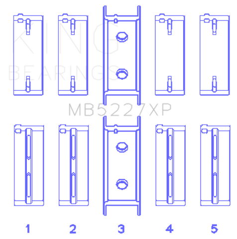 King Engine Bearings Mitsubishi 4G63/4G64 6 Bolt 1st Gen DSM Performance Main Bearing Set - Size STD