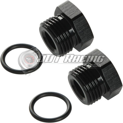 JDT Racing 3AN ORB Hex Head Block Off Port Plug with O-Ring, Black Aluminum AN3 AN Fitting (2 Pack)