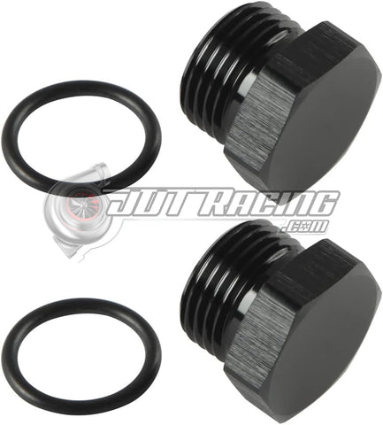 JDT Racing 3AN ORB Hex Head Block Off Port Plug with O-Ring, Black Aluminum AN3 AN Fitting (2 Pack)