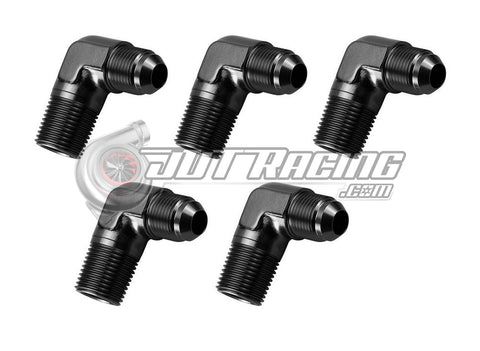 AN3 3AN Male to 1/8" NPT Male 90 Degree Adapter Fitting Black Aluminum (5 Pack)