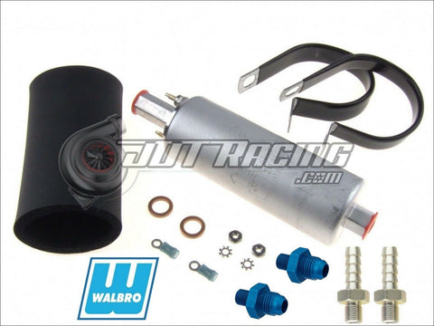 Walbro GSL395 130lph Inline External Fuel Pump & 400-939 Install Kit & (2x) 6AN Fittings