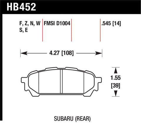Hawk 03-05 WRX D1004 Performance Ceramic Street Rear Brake Pads