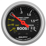 Autometer Sport-Comp 52mm 60cm/HG -2.0 Bar Mechanical Boost Gauge