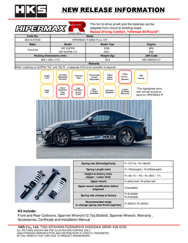 HKS Hipermax R DB42 Full Kit