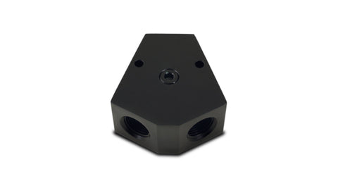 Vibrant Billet Aluminum Y-Block Fitting with 1/8in NPT Port - 1/2in NPT x 3/8in NPT x 3/8in NPT