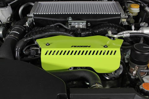 PERRIN 22-25 Subaru WRX Pulley Cover - Neon Yellow (TALL - For Use w/o PERRIN AOS)