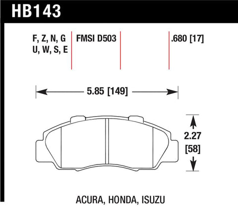 Hawk 97-01 Honda Prelude Blue 9012 Street Front Brake Pads