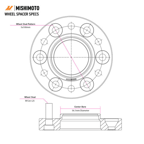 Mishimoto Wheel Spacers - 5x114.3 - 66.1 - 20 - M12 - Black