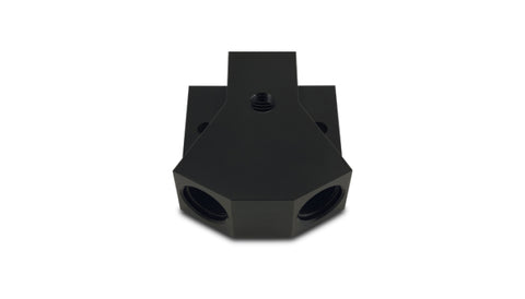 Vibrant Billet Aluminum Y-Block Fitting with 1/8in NPT Port -10AN x Dual -8AN ORB