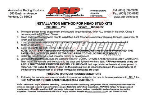 ARP Head Studs for 1990-1992.5 Plymouth Laser RS 1G DSM 4G63 2.0L 6 Bolt Turbo