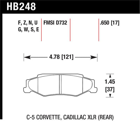 Hawk 97-12 Corvette/01-04 Z06/05-09 Z51 DTC-70 Race Rear Brake Pads