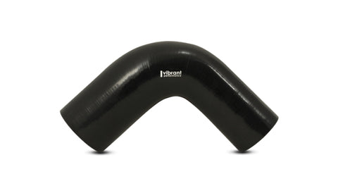 Vibrant 1.5in ID x 1.75in ID x 4in Long Gloss Black Silicone 90 Degree Transition Elbow