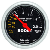 Autometer Sport-Comp 52mm 60cm/HG -2.0 Bar Mechanical Boost Gauge