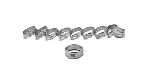 Vibrant One Ear Stepless Pinch Clamps 25.4-28.6mm clamping range (Pack of 10) SS 7mm band width